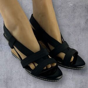 Charles by Charles Davis Hyper Wedge Sandal Black Cork Wedge Women’s 9.5M